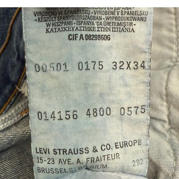 Vintage Levi’s 501 Bell Bottom Jeans 32x34 Peace Love Freedom Tie Dye - Picture 5 of 12